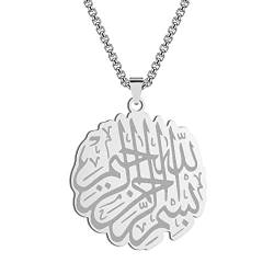 LUTAKU Muslimische Allah Halskette Edelstahl Arabische Halskette Islam Koran Anhänger Kette Shahada Islamische Geschenke für Frauen Männer Ramadan Eid Zubehör, Edelstahl, Kein Edelstein von LUTAKU