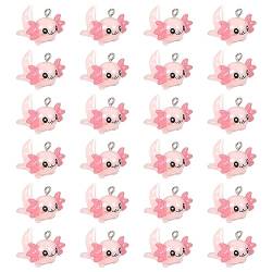 LUTER 24 Stück Mini-Axolotl-Harz-Anhänger, Miniaturfiguren Axolotl-Ornamente Kleine Tierfiguren Tier-Anhänger für Schmuckherstellung DIY Ohrringe Halskette Armband (Rosa) von LUTER