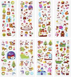 LUTER 3D Puffy Stickers Weihnachtsthema, einschließlich Weihnachtsbaum, Weihnachtsmann, Rentier, Schneemann, Schneeflocken 3D-Aufkleber für Kinder von LUTER