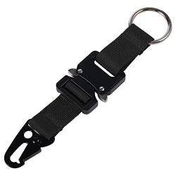 LUTER Taktischer Schlüsselanhänger für Männer, Schnellverschluss Schlüsselanhänger Schlüsselanhänger Clip mit HK-Clip und Stahlring Militär Schlüsselanhänger für Rucksacktouren Camping (Schwarz) von LUTER