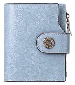 Geldbörsen Brieftasche, 100 % Damen-Leder-Geldbörse, blockiert kurzer Kartenhalter, großes Fassungsvermögen, Münzfach, Bifold-Kreditkarten-Geldbörsen Geschenk ( Color : Dark Blue , Size : 12.5x10.5cm von LUTFI