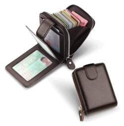 Geldbörsen Brieftasche Damen-Geldbörse aus Leder, einfach und langlebig, Kartenhalter, mehrere Kartenfächer mit Reißverschluss, Münzfach, Unisex, reißfest Geschenk (Color : Brown) von LUTFI
