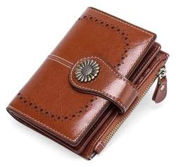 Geldbörsen Brieftasche Damen Leder Geldbörse Mode Kurz Student Kartenhalter Multifunktions Business Münzen Tasche Mini Geldbörsen Geschenk (Color : Coffee, Size : 10x12.5cm) von LUTFI