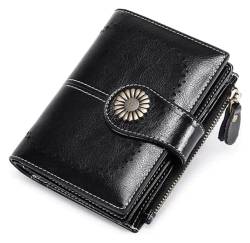 Geldbörsen Brieftasche Damen Leder Geldbörse Mode Kurz Student Kartenhalter Multifunktions Business Münzen Tasche Mini Geldbörsen Geschenk (Color : Noir, Size : 10x12.5cm) von LUTFI