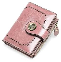 Geldbörsen Brieftasche Damen Leder Geldbörse Mode Kurz Student Kartenhalter Multifunktions Business Münzen Tasche Mini Geldbörsen Geschenk (Color : Pink, Size : 10x12.5cm) von LUTFI
