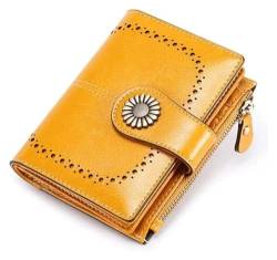 Geldbörsen Brieftasche Damen Leder Geldbörse Mode Kurz Student Kartenhalter Multifunktions Business Münzen Tasche Mini Geldbörsen Geschenk (Color : Yellow, Size : 10x12.5cm) von LUTFI