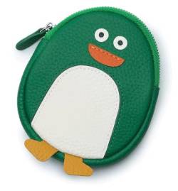 Geldbörsen Brieftasche Damen Ledergeldbörse Tragbarer Multifunktions-Kartenhalter Pinguin-Münzgeldbörsen Schlanke Münztasche mit großer Kapazität Unisex Geschenk (Color : Green) von LUTFI