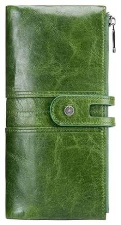 Geldbörsen Brieftasche Neue Lederbrieftasche Herren Langer Kartenhalter Damen Retro Große Kapazität Münzgeldbörsen Klassische Münztasche Reißfest Geschenk (Color : Green, Size : 19.5x9.5cm) von LUTFI