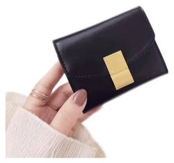 Geldbörsen Brieftasche Vintage Damen Leder Geldbörse Schnalle Kurz Einfach Kartenhalter Tragbar 9 Kartenfächer Münzgeldbörsen Damen Münzfach Geschenk (Color : Black-1) von LUTFI