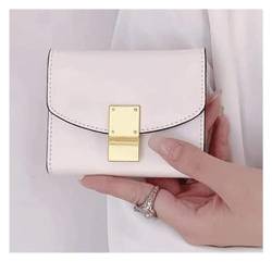 Geldbörsen Brieftasche Vintage Damen Leder Geldbörse Schnalle Kurz Einfach Kartenhalter Tragbar 9 Kartenfächer Münzgeldbörsen Damen Münzfach Geschenk (Color : White-1) von LUTFI