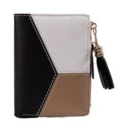 Geldbörsen Damen-Geldbörse aus Leder, tragbar, faltbar, Kartenhalter, klassisch, großes Fassungsvermögen, Münzfach, Damen-Geldbörsen aus Pu-Leder Geschenk (Color : Noir, Size : 9x12cm) von LUTFI