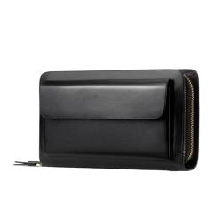 Geldbörsen Geldbörse, Leder-Geldbörse, multifunktional, langer Stil, Kartenhalter, tragbare Clutch, Unisex, zur Aufbewahrung mehrerer Bargeld-, Kredit- und Münzgeldbörsen Geschenk ( Color : Noir , Siz von LUTFI