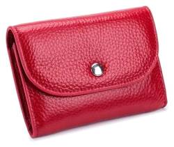 Geldbörsen Geldbörse Damen Leder Geldbörse Lässig Einfach Kurz Kartenhalter Herren Münzfach Klassische Geldbörsen mit Reißverschluss Reißfest Geschenk (Color : Red, Size : 8.5x10cm) von LUTFI