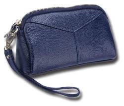 Geldbörsen Geldbörse Damen Leder Geldbörse Mode Hohe Kapazität Kartenhalter Klassische Münztasche Tragbare Geldbörsen Reißfest Geschenk (Color : Blue, Size : 11x18.5cm) von LUTFI