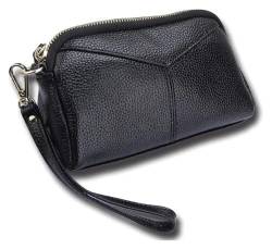 Geldbörsen Geldbörse Damen Leder Geldbörse Mode Hohe Kapazität Kartenhalter Klassische Münztasche Tragbare Geldbörsen Reißfest Geschenk (Color : Noir, Size : 11x18.5cm) von LUTFI