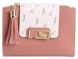 Geldbörsen Geldbörse Damen Leder Geldbörse Mode Schlank Kartenhalter Retro Crop Mini Münzgeldbörsen Klassische Fransen Münzen Tasche Reißfest Geschenk (Color : Pink, Size : A) von LUTFI