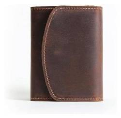 Geldbörsen Geldbörse Kleines Leder Portemonnaie Vintage Kurzer Kartenhalter Unisex mit Reißverschluss Münzbörsen for Münzen und Karten Reißfest Geschenk (Color : Brown, Size : 9x10.2cm) von LUTFI