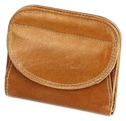 Geldbörsen Modische Damen-Geldbörse aus Leder, zweifach gefaltet, kurzer Stil, Kartenhalter, klassisches Vintage-Münzfach, tragbare Geldbörsen, reißfest Geschenk (Color : Brown, Size : 9x10.5cm) von LUTFI