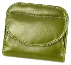 Geldbörsen Modische Damen-Geldbörse aus Leder, zweifach gefaltet, kurzer Stil, Kartenhalter, klassisches Vintage-Münzfach, tragbare Geldbörsen, reißfest Geschenk (Color : Green, Size : 9x10.5cm) von LUTFI