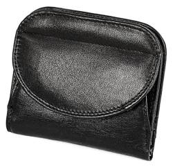 Geldbörsen Modische Damen-Geldbörse aus Leder, zweifach gefaltet, kurzer Stil, Kartenhalter, klassisches Vintage-Münzfach, tragbare Geldbörsen, reißfest Geschenk (Color : Noir, Size : 9x10.5cm) von LUTFI