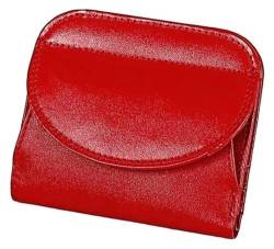 Geldbörsen Modische Damen-Geldbörse aus Leder, zweifach gefaltet, kurzer Stil, Kartenhalter, klassisches Vintage-Münzfach, tragbare Geldbörsen, reißfest Geschenk (Color : Red, Size : 9x10.5cm) von LUTFI