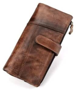 LUTFI Geldbörsen Brieftasche Ledergeldbörse Herren Bifold Münzfach mit Reißverschluss Null Münzgeldbörsen Bargeld Multi-Kartenhalter Lässiger Kartenhalter Geschenk (Color : Coffee, Size : 9x11cm) von LUTFI