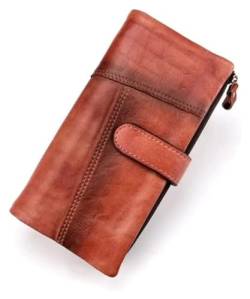 LUTFI Geldbörsen Brieftasche Ledergeldbörse Herren Bifold Münzfach mit Reißverschluss Null Münzgeldbörsen Bargeld Multi-Kartenhalter Lässiger Kartenhalter Geschenk (Color : Red, Size : 9x11cm) von LUTFI