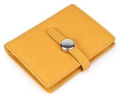 LUTFI Geldbörsen Brieftasche Neue Damen-Leder-Geldbörse, modisch, große Kapazität, Kartenhalter, Schnalle, quadratisch, Geldbörsen, Klassische kleine Münztasche Geschenk (Color : Yellow, Size : B) von LUTFI