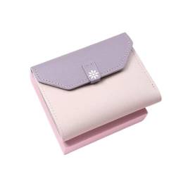 LUTFI Geldbörsen Brieftasche Neue Damen-Leder-Geldbörse Mini Daisy Reißverschluss Kartenhalter Klassisch Kurz Münzfach mit Ausweisfenster Reißfest Geschenk (Color : Purple, Size : 9x11.5cm) von LUTFI