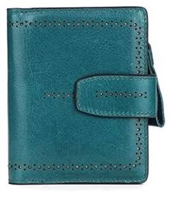 LUTFI Geldbörsen Brieftasche Neue Leder-Geldbörse Bifold Kurzverschluss Kartenhalter Große Kapazität Reißverschluss Münzfach Unisex Reißfest Geschenk (Color : Blue, Size : 9.5x11.5cm) von LUTFI