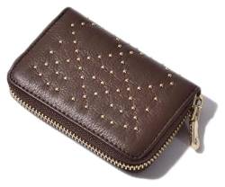 LUTFI Geldbörsen Brieftasche Vintage Damen-Leder-Geldbörse Tragbarer minimalistischer Kartenhalter All-in-One-Universal-Kartenhalter mit Reißverschluss Geschenk (Color : Brown) von LUTFI