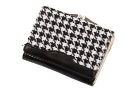 LUTFI Geldbörsen Geldbörse, modisches Pu-Leder, großes Portemonnaie, Kartenhalter, Unisex, Business-Geldbörsen, kurzer Stil, Münzfach, reißfest Geschenk (Color : Black-1, Size : 8.5x11cm) von LUTFI