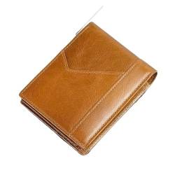 LUTFI Geldbörsen Kurze Stil-Geldbörsen, große Kapazität, Herren-Leder-Münzgeldbörsen, Vintage, tragbarer Kartenhalter, Kreditkarten-Organizer-Tasche Geschenk (Color : Brown, Size : 8x11cm) von LUTFI