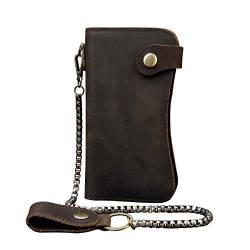 LUUFAN Echtes Leder Lange Brieftasche mit Reißverschluss Tasche Vintage Bifold Scheckheft Geldbörse(Chain Wallet) von LUUFAN