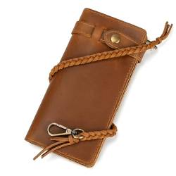 LUUFAN Echtes Leder Lange Brieftasche mit Reißverschluss Tasche Vintage Bifold Scheckheft Geldbörse (Chain Wallet3) von LUUFAN