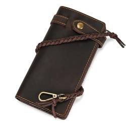 LUUFAN Echtes Leder Lange Brieftasche mit Reißverschluss Tasche Vintage Bifold Scheckheft Geldbörse (Chain Wallet4) von LUUFAN