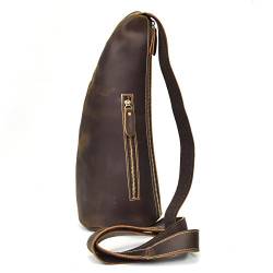 LUUFAN Herren Vintage Echtes Leder Sling Bag Brust Schulter Rucksack Umhängetasche für Männer Frauen (Brown 3) von LUUFAN