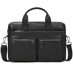 LUUFAN Leder Aktentasche für Männer 15,6" große Kapazität Satchel Umhängetasche Büro Business Laptop Tasche Retro Handtasche (3318-Schwarz) von LUUFAN