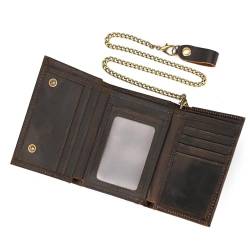LUUFAN Trifold Rindsleder Brieftasche mit Anti-Diebstahl-Kette für Männer Bargeld Münze Kreditkarte Geldbörse von LUUFAN