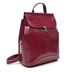 LUUFAN Vintage Leather Backpack Casual Rucksack Cabrio-Schultertasche für Frauen und Mädchen (S-Purple) von LUUFAN