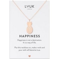 LUUK LIFESTYLE Kette mit Anhänger Ananas, HAPPINESS Geschenkkarte für Frauen, Festivalschmuck von LUUK LIFESTYLE