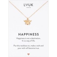 LUUK LIFESTYLE Kette mit Anhänger Biene, wasserfest, filigran und elegant, Modeaccessoire für Sie, modernes Design, trendiger Festival Look, Biene Insekt Anhänger und HAPPINESS Spruchkarte, Geschenkidee, Rosé von LUUK LIFESTYLE