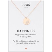 LUUK LIFESTYLE Kette mit Anhänger Blatt, Freundschaftskette, verstellbare Länge, Geschenkidee für die Freundin, Mutter, Edelstahl mit Blatt Leaf Anhänger und HAPPINESS Spruchkarte, Zen Glücksbringer, F Roségold von LUUK LIFESTYLE