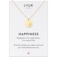 LUUK LIFESTYLE Kette mit Anhänger Blatt, Zen Glücksbringer für Naturliebhaberin, Modeschmuck für Frauen und Teenagerin, Yoga Schmuck, Edelstahl Halskette mit Blatt Anhänger und HAPPINESS Geschenkkarte, Gold von LUUK LIFESTYLE