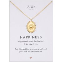 LUUK LIFESTYLE Kette mit Anhänger Boho Sonne, mit Happiness Spruchkarte, wasserfest & hautverträglich von LUUK LIFESTYLE