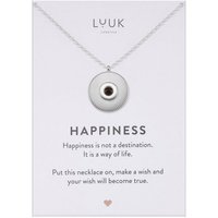 LUUK LIFESTYLE Kette mit Anhänger Coin mit blauem Stein, mit Happiness Spruchkarte, wasserfest & hautverträglich von LUUK LIFESTYLE