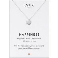 LUUK LIFESTYLE Kette mit Anhänger Fisch, Wal Fisch Anhänger, HAPPINESS Geschenkkarte, Glücksbringer, Edelstahl, Freundschaftskette, Damenschmuck mit Meer- und Wassermotiv, Silber von LUUK LIFESTYLE