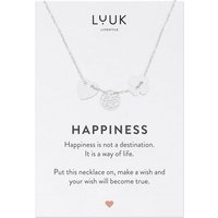 LUUK LIFESTYLE Kette mit Anhänger Glücksbringer, Edelstahl Schmuck, mit Kleeblatt-, Mandala- und Herz Anhängern, mit HAPPINESS Geschenkkarte, feines Design, verstellbare Länge, Geschenksidee, Silber von LUUK LIFESTYLE