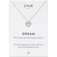 LUUK LIFESTYLE Kette mit Anhänger Herz, Geschenkkarte, Halskette mit Herz Anhänger und DREAM Spruchkarte, Glücksbringer, Symbol für ewige und aufrichtige Liebe, Valentinstag, Geburtstag, Silber von LUUK LIFESTYLE