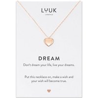 LUUK LIFESTYLE Kette mit Anhänger Herz, Geschenkkarte, Herz Anhänger, DREAM Geschenkkarte, Glücksbringer, Liebessymbol, Geschenkidee zum Geburtstag für Mutter, Freundin, tägliches Tragen, Rosé von LUUK LIFESTYLE